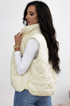 Quilted High-Neck Button-Up Vest