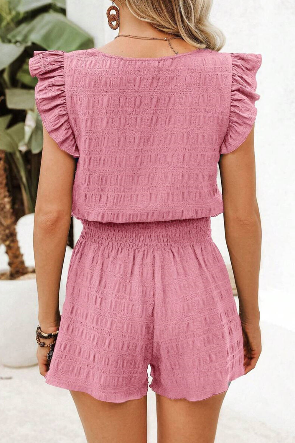 Textured Square-Neck Top and Shorts Set