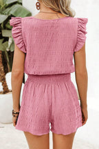 Textured Square-Neck Top and Shorts Set