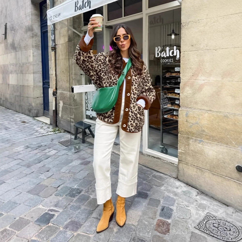 Leopard Print Sherpa Jacket