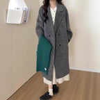 Raglan-Sleeve Double-Faced Wool Long Coat