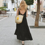 Tie-Shoulder Tiered Ramie Cotton Maxi Dress