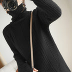 Turtleneck Wool Knit Pullover Sweater
