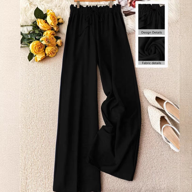 High-Waist Drawstring Straight-Leg Pants