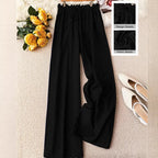 High-Waist Drawstring Straight-Leg Pants