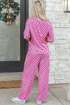Checkered Half-Sleeve Tee and Lounge Pants Set