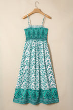 Green Floral Shirred Cami Maxi Dress