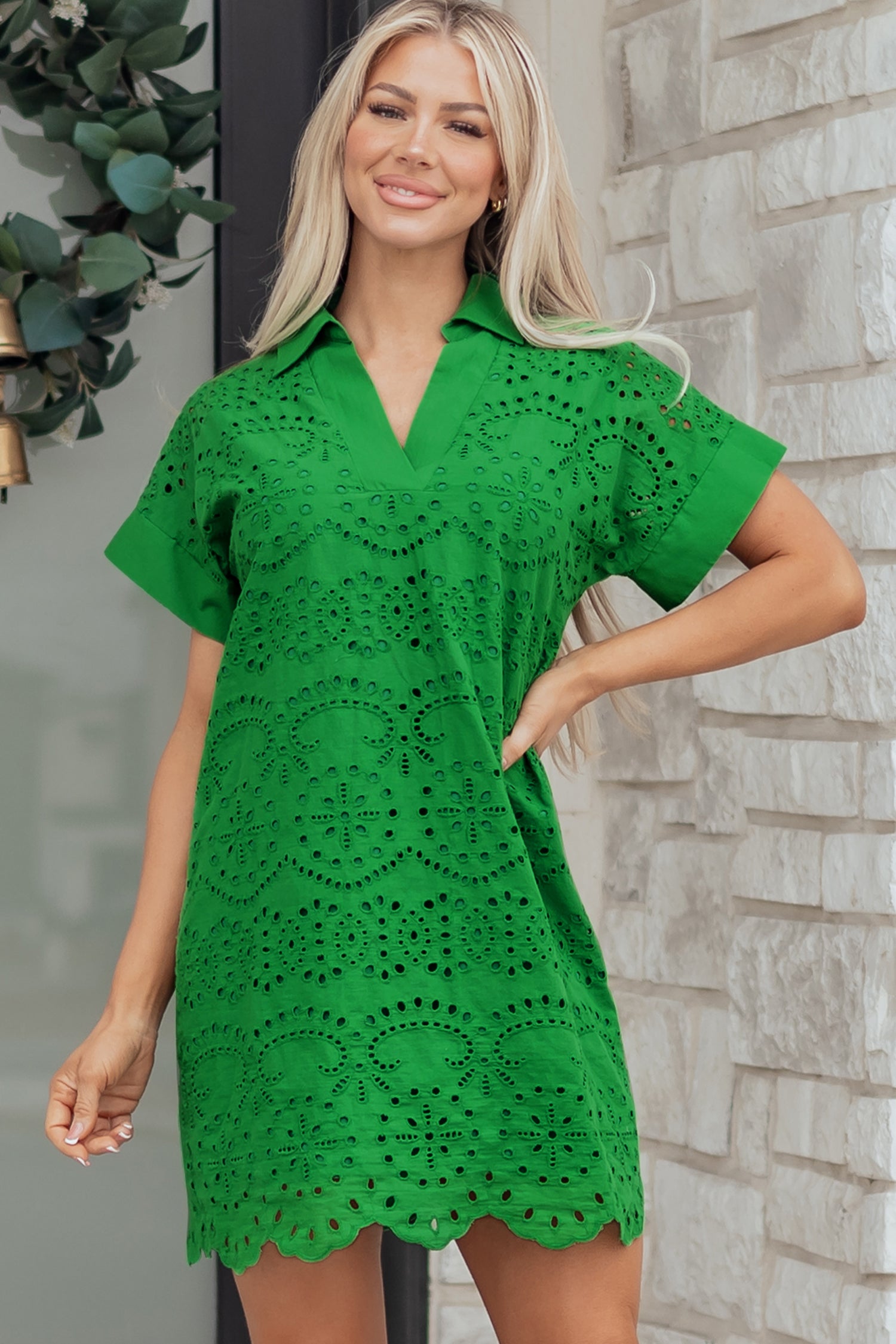 Eyelet Embroidered T-Shirt Mini Dress
