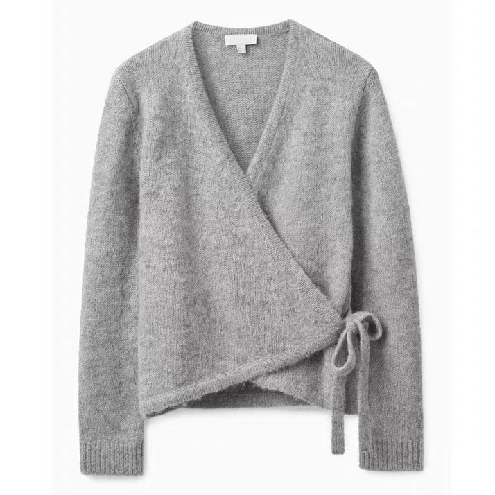 Asymmetric Hem Wool Knit Cardigan