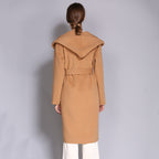 Hooded Belted Wool Wrap Coat