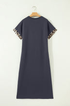 Leopard Bow Short-Sleeve T-Shirt Maxi Dress
