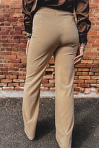 Paneled High-Waist Full-Length Pants