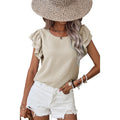 Petal-Sleeve Round-Neck Relaxed Top