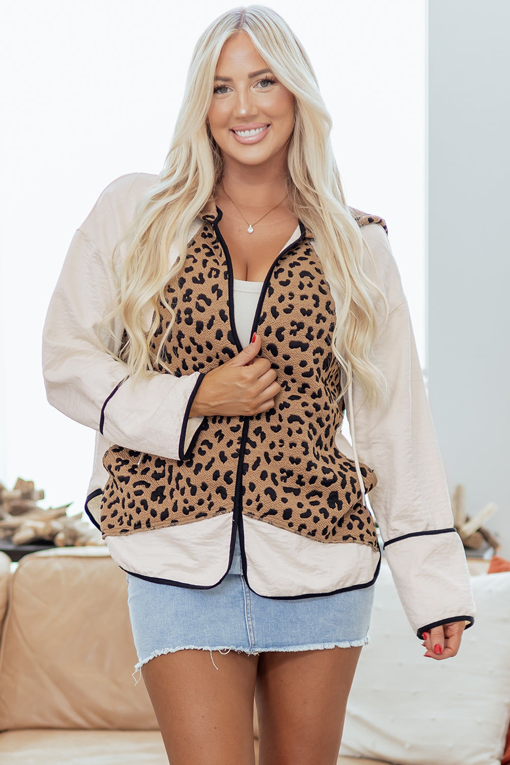 Leopard Star Patchwork Hooded Jacket