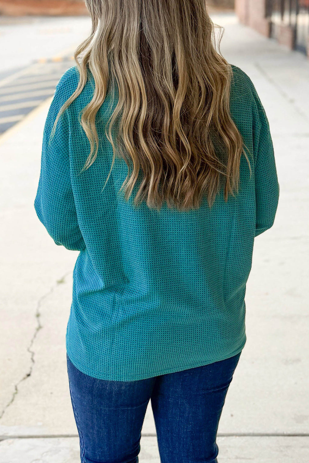 Waffle-Knit Button-Front Tunic Cardigan