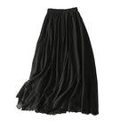 Double-Layer Ruffle Elastic-Waist Maxi Skirt