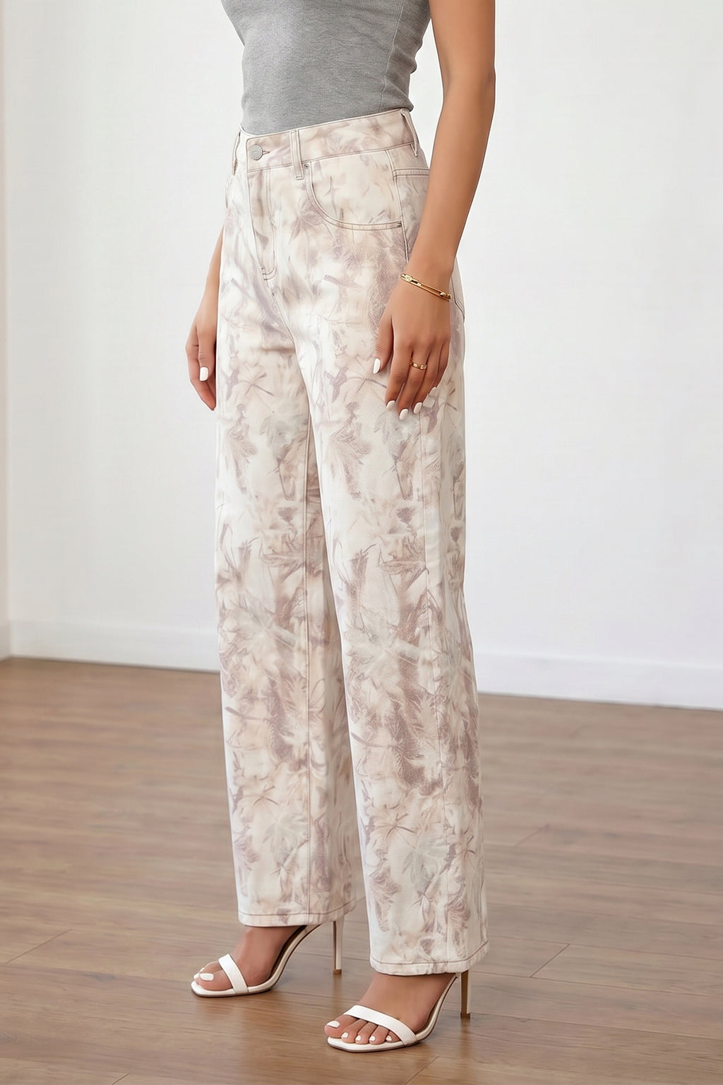 Camo Tummy-Control Wide-Leg Jeans