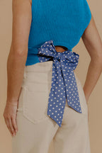 Polka Dot Knot-Back Cropped Sweater Tank