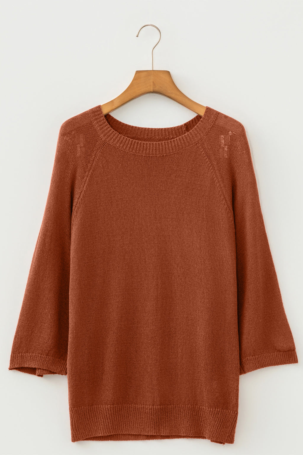 Ribbed Knit Round Neck Short Sleeve Sweater