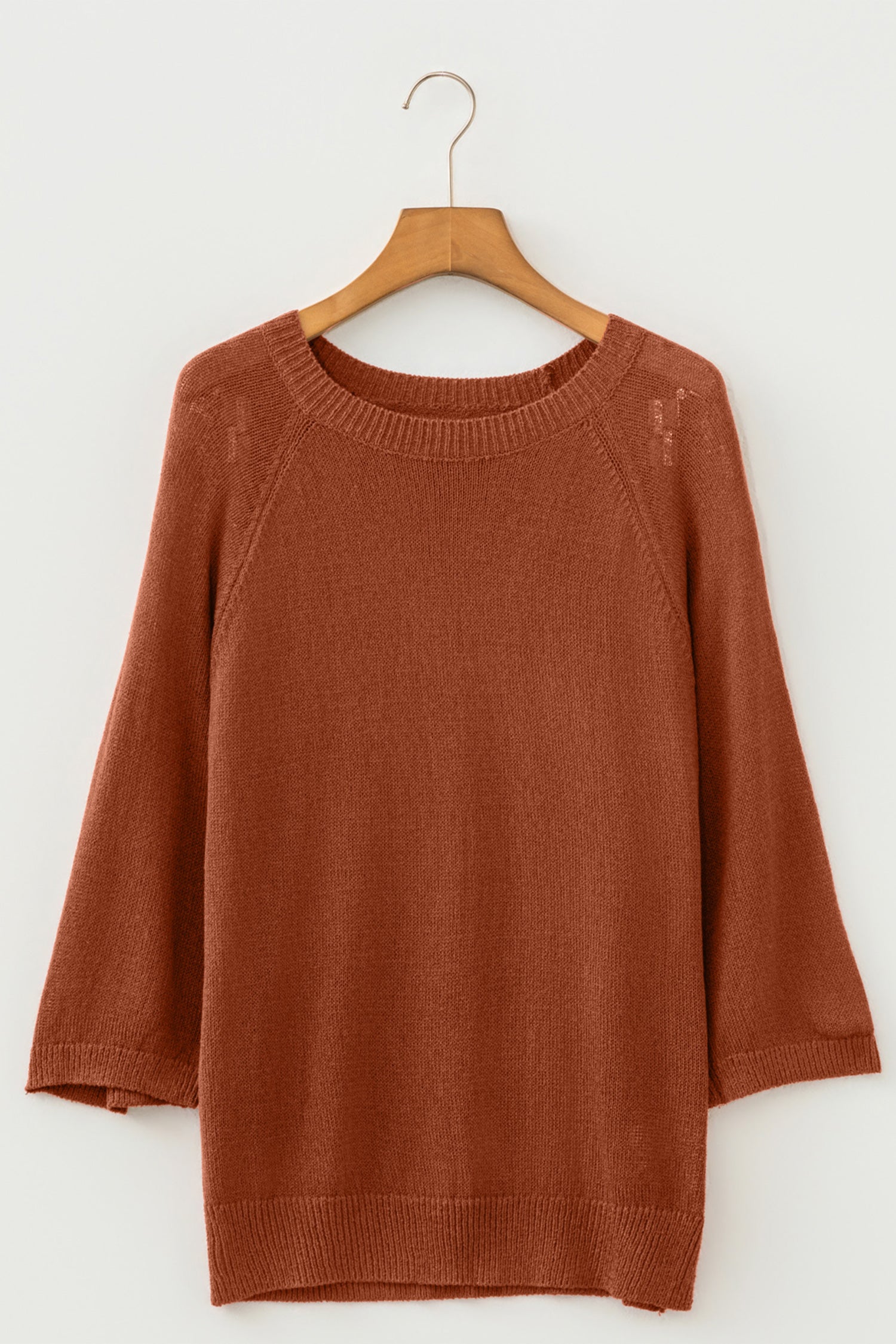 Ribbed Knit Round Neck Short Sleeve Sweater