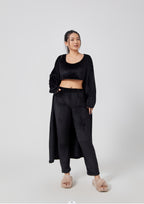 Fluffy Knit Wide-Leg Pants 3-Piece Pajama Set
