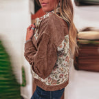 Floral Panel Corduroy Trucker Jacket