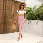 Floral Mesh Double-Layer Mermaid Maxi Skirt