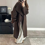 Double-Faced Wool Notch-Lapel Long Coat