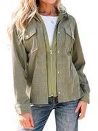Textured Zip-Front Hooded Jacket