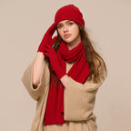 Ribbed Wool Beanie, Scarf and Gloves Set