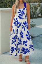Floral Print Tie-Back Sleeveless Maxi Dress