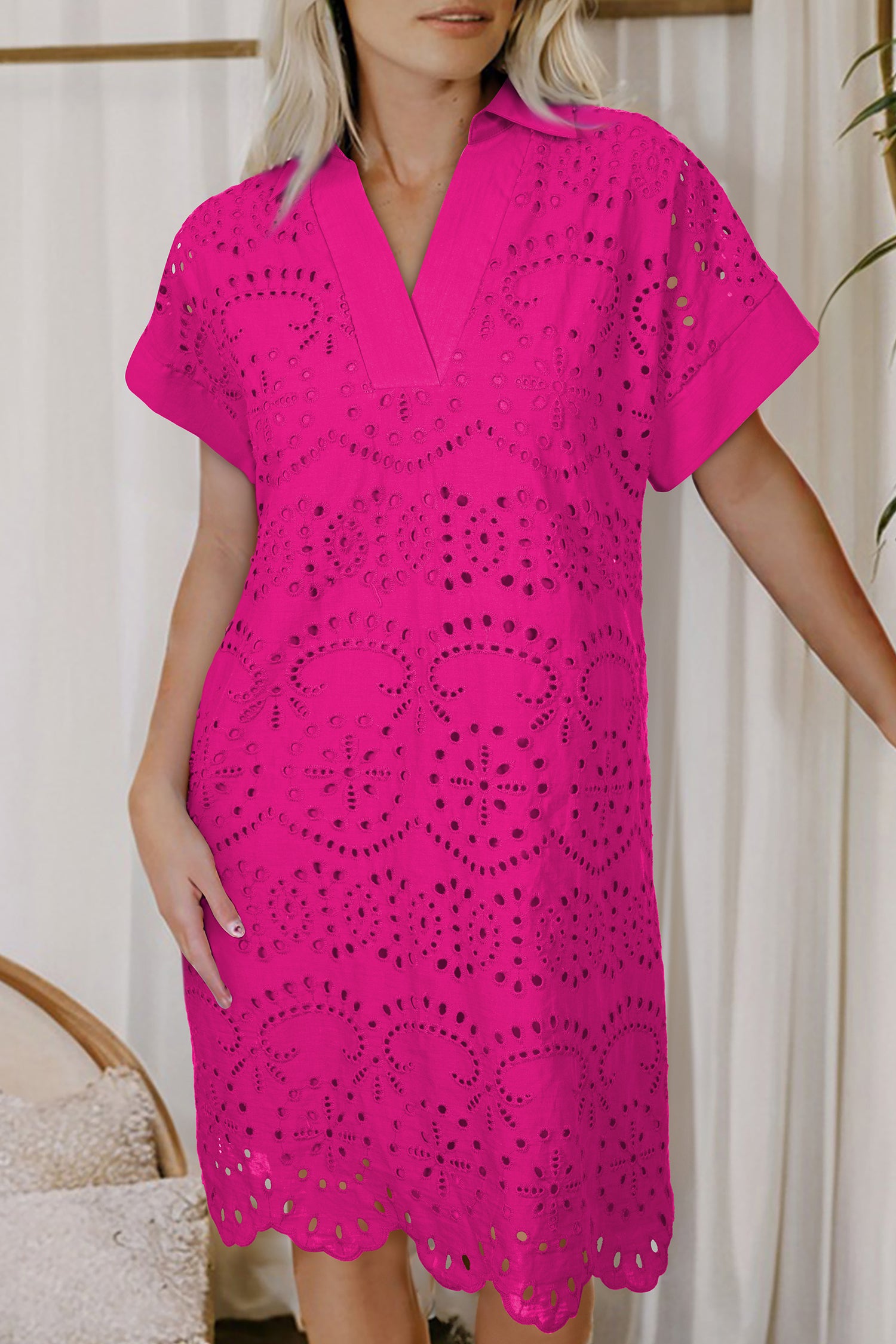 Eyelet Embroidered T-Shirt Mini Dress