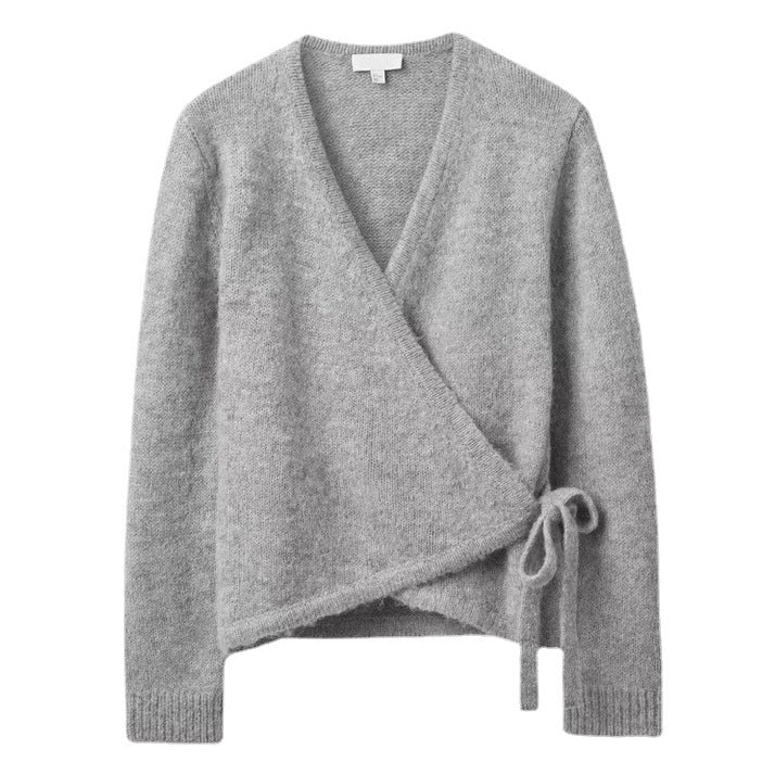 Asymmetric Hem Wool Knit Cardigan