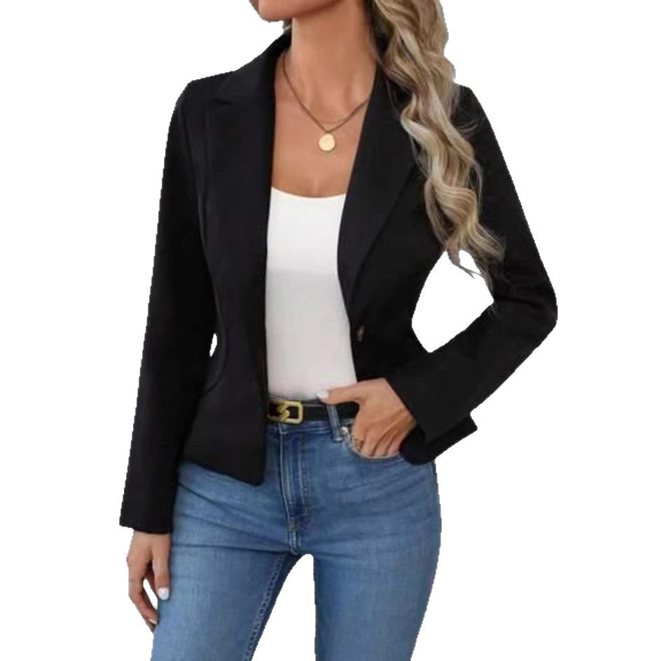 Single-Button Notch-Lapel Cropped Blazer