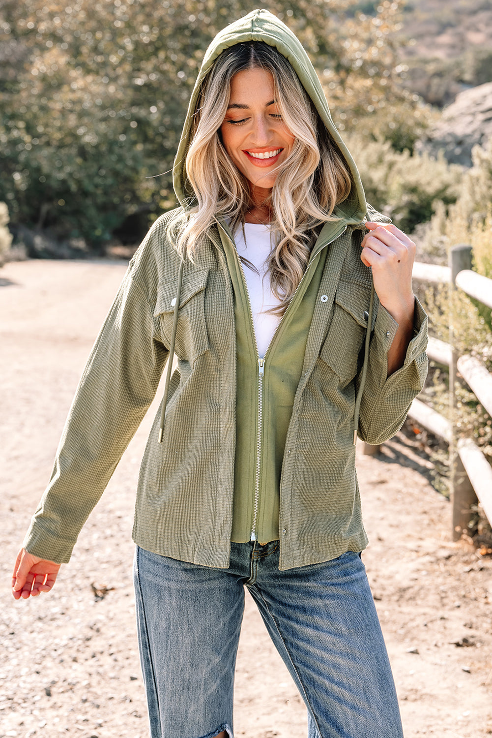 2-in-1 Textured Knit Hooded Jacket
