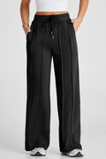 Seamed High-Waist Wide-Leg Sweatpants