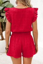 Textured Square-Neck Top and Shorts Set