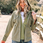 Textured Zip-Front Hooded Jacket