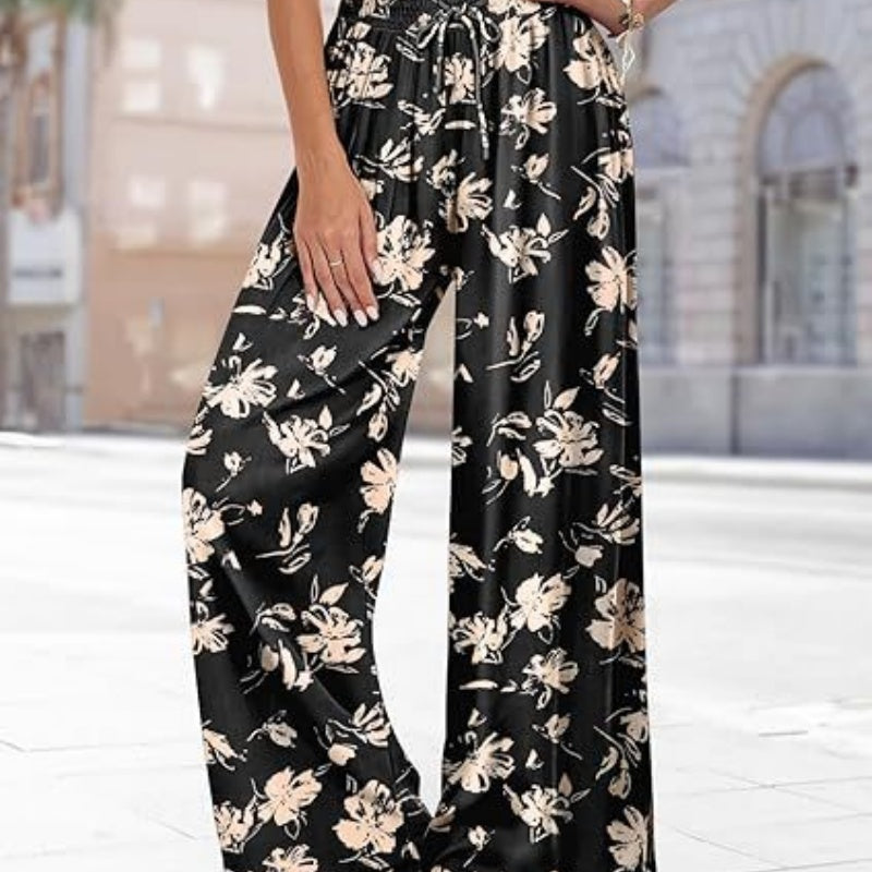 Bohemian Wide-Leg Pants with Pockets