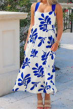 Floral Print Tie-Back Sleeveless Maxi Dress