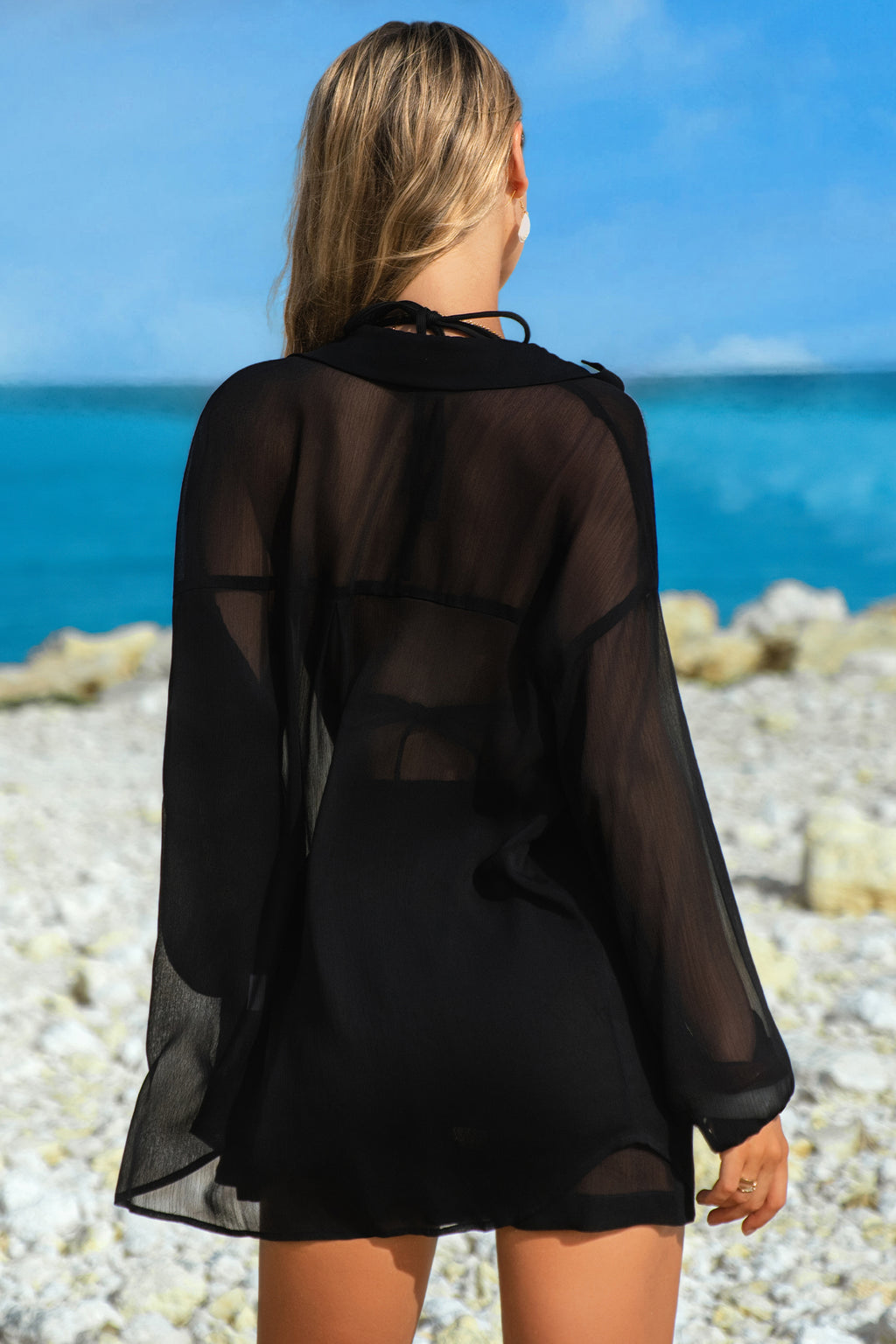 Sheer Tunic and Shorts Swim Cover-Up Set