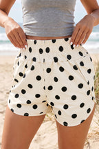 Polka Dot Shirred-Waist Shorts