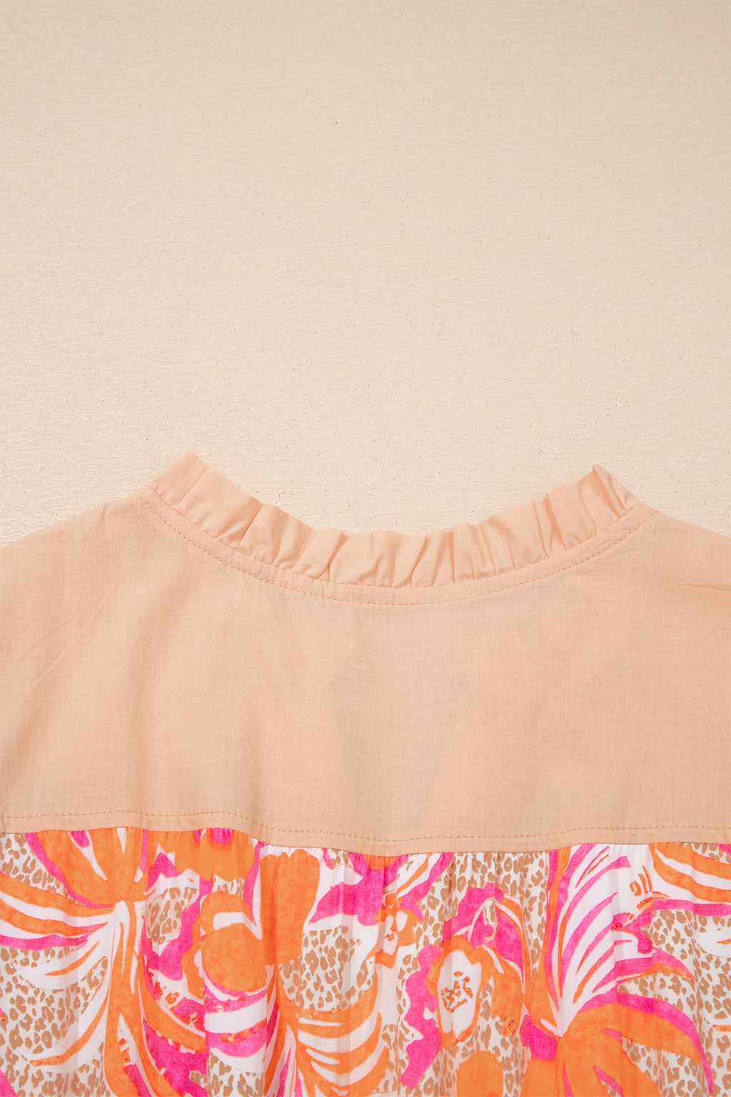 Floral Color-Block Ruffle-Sleeve Flared Midi Dress