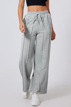Seamed High-Waist Wide-Leg Sweatpants