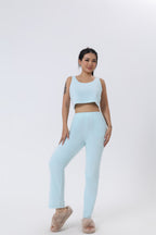 Fluffy Knit Wide-Leg Pants 3-Piece Pajama Set