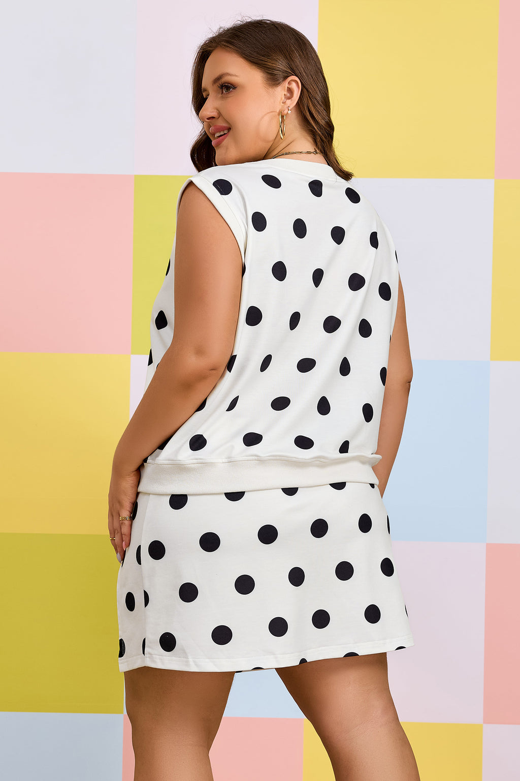 Polka Dot Tank and Skort Two-Piece Set