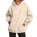 Oversized Drop-Shoulder Pullover Hoodie with Pocket