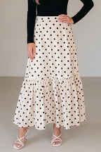 Polka Dot Split-Hem Maxi Skirt