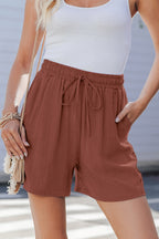 Lace-Trim Drawstring Waist Loose Shorts