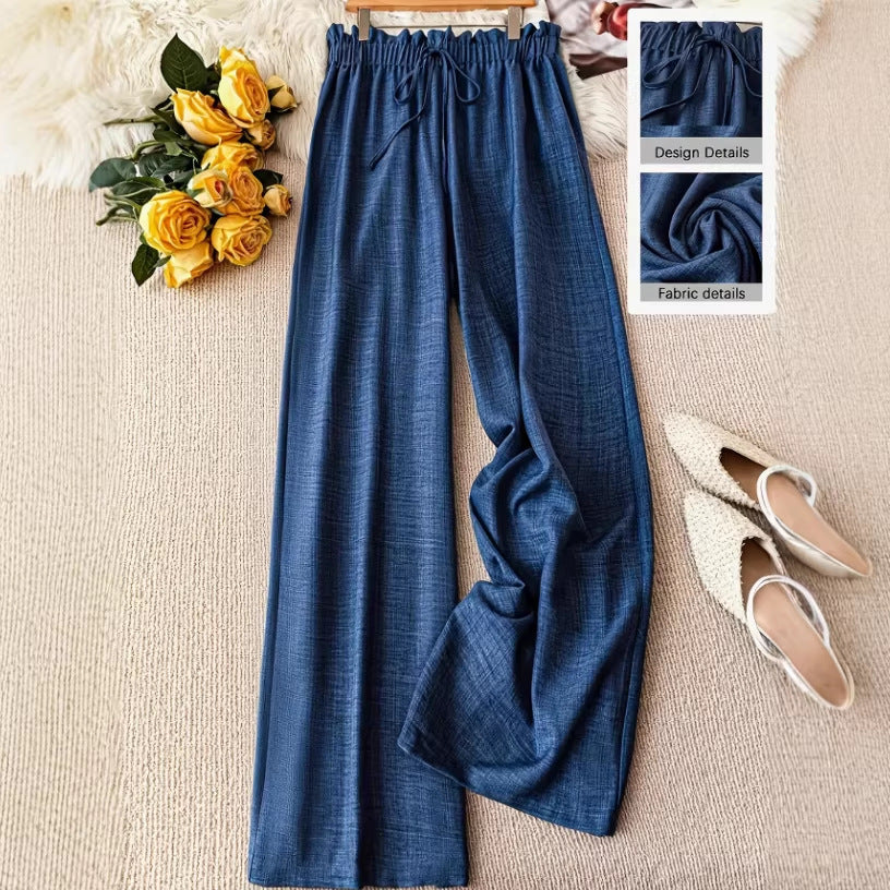 High-Waist Drawstring Straight-Leg Pants